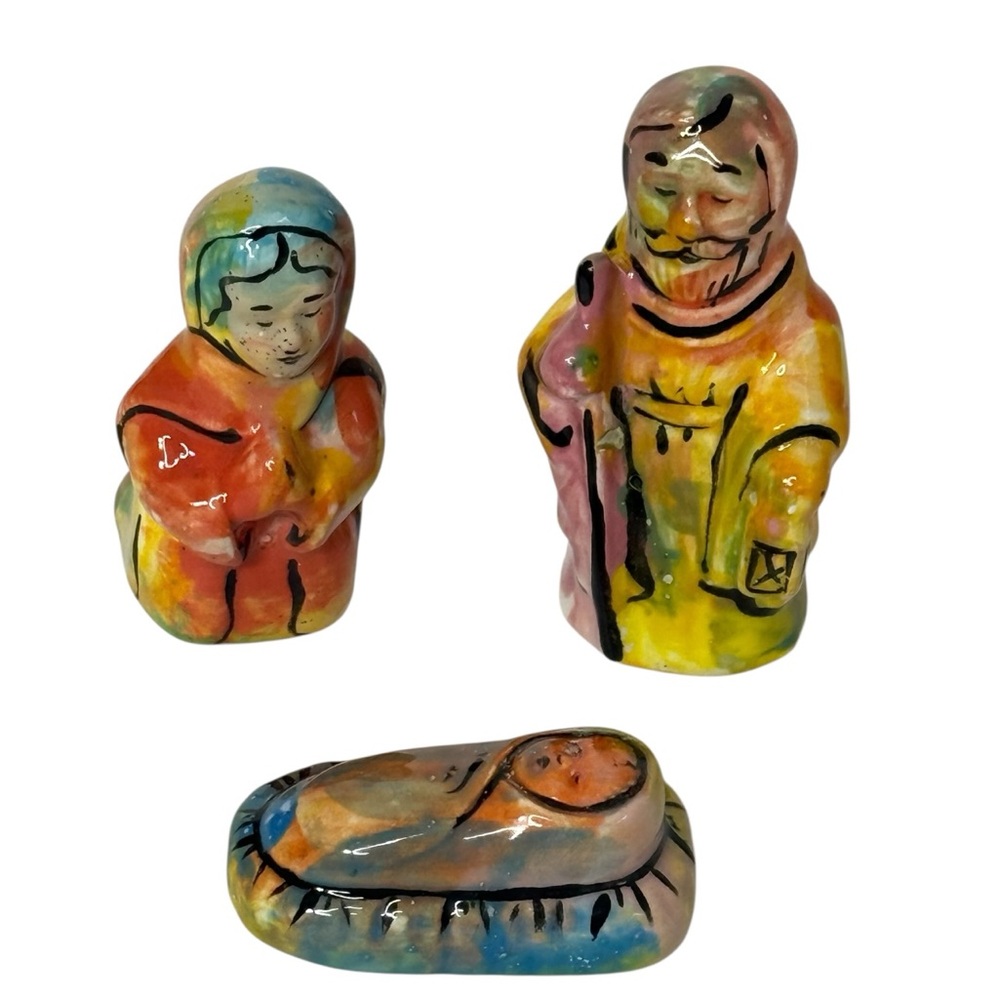 Hand Painted Silent‎ Night Navity Set Mary Joseph Baby Jesus Singed Mary Claire